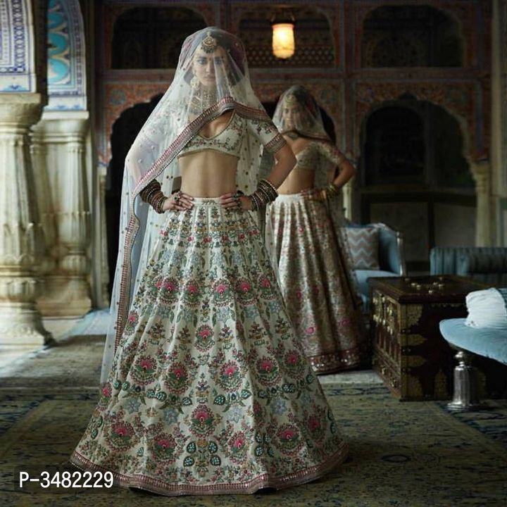 Taffeta With Cancan Net Off White Bridal Lehenga Choli With Dupatta uploaded by business on 9/23/2021