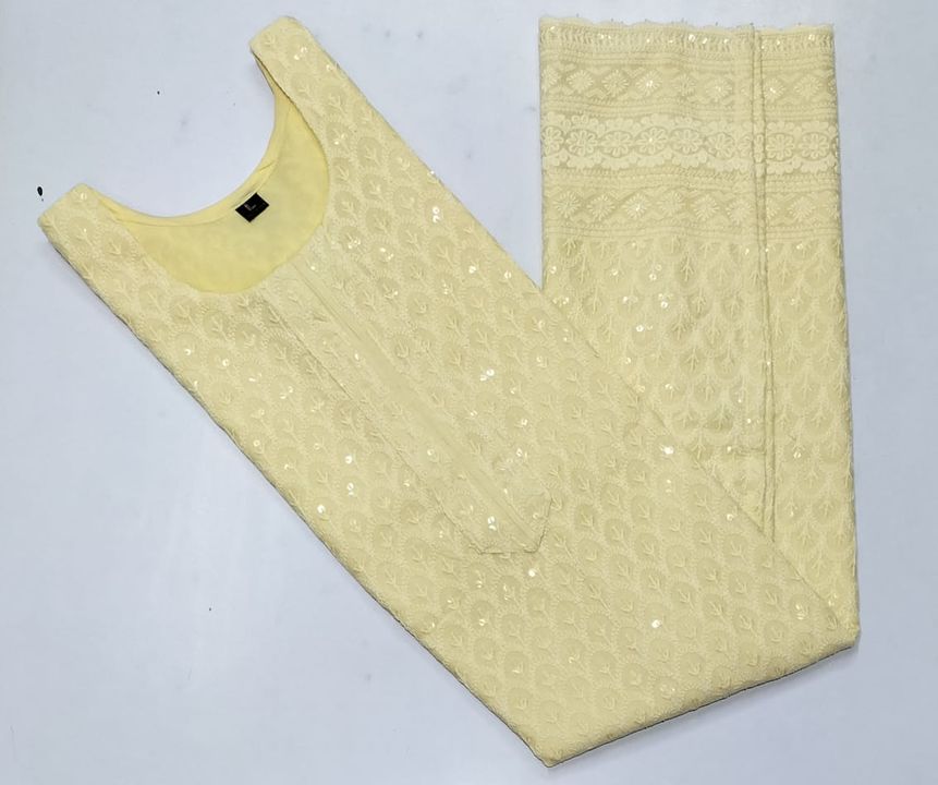 Psi Cotton Fabric. Chikenkari Kurti Front & Back Work........Size :- L,XL,XXL........ LENGTH "42"  uploaded by Vijay Laxmi Garments on 9/23/2021