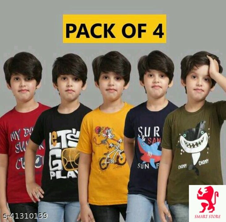 Post image Catalog Name:*Flawsome Trendy Boys Tshirts*
Fabric: Cotton
Sleeve Length: Short Sleeves
Pattern: Self-Design
Multipack: Pack of 4
Sizes: 
0-3 Months, 0-6 Months, 3-6 Months, 6-9 Months, 6-12 Months, 9-12 Months, 12-18 Months, 18-24 Months, 0-1 Years, 1-2 Years, 2-3 Years, 3-4 Years, 4-5 Years, 5-6 Years, 6-7 Years, 7-8 Years, 8-9 Years, 9-10 Years, 10-11 Years, 11-12 Years, 12-13 Years, 13-14 Years, 14-15 Years, 15-16 Years

*Easy Returns Available In Case Of Any Issue
*Cash on Delivery + price including shipping *