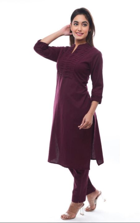 Cotton plain kurti with pant uploaded by business on 9/24/2021