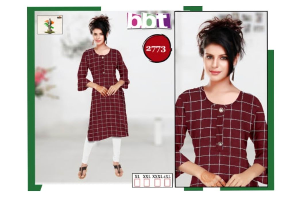 Rayon printed check kurti uploaded by business on 9/24/2021