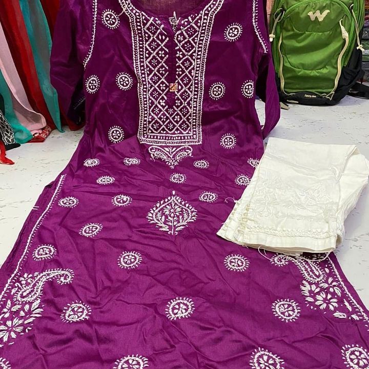Post image 🍀 Chikan present🍀Pure cotton kurti with pant set Fine Chikankari workLength 46"Sizes 38 to 44*580/-free Shipping*
Lycra stretchbal side cut pant Free size
