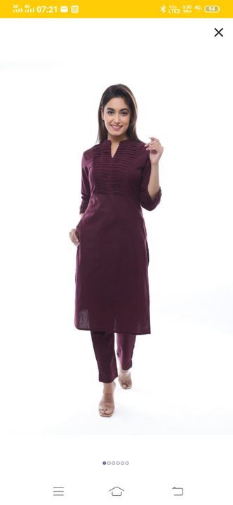 Post image Cotton plain solid kurti with pant. L and M sizes. Buy now cash on delivery. Only 470 rs. God 🙏 bless you