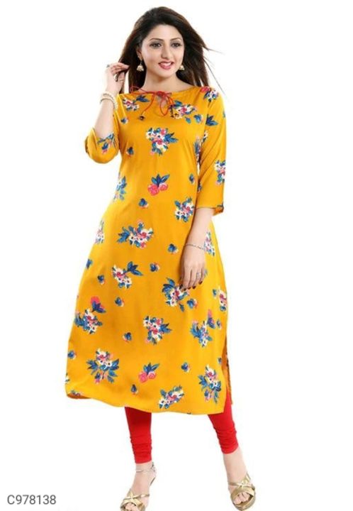 Product Name:* Stunning Polyester Printed Calf Length Kurti uploaded by business on 9/25/2021