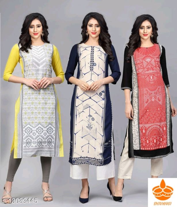 Abhisarika Alluring Kurtis*
Fabric: Crepe
Combo of: Combo of 3
Sizes:
XS (Bust Size: 3 uploaded by SHIVANGI boutique on 9/25/2021