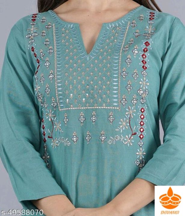 Myra Graceful Kurtis*
Fabric: Rayon
Sleeve Length: Three-Quarter Sleeves
Pattern: Self uploaded by SHIVANGI boutique on 9/25/2021