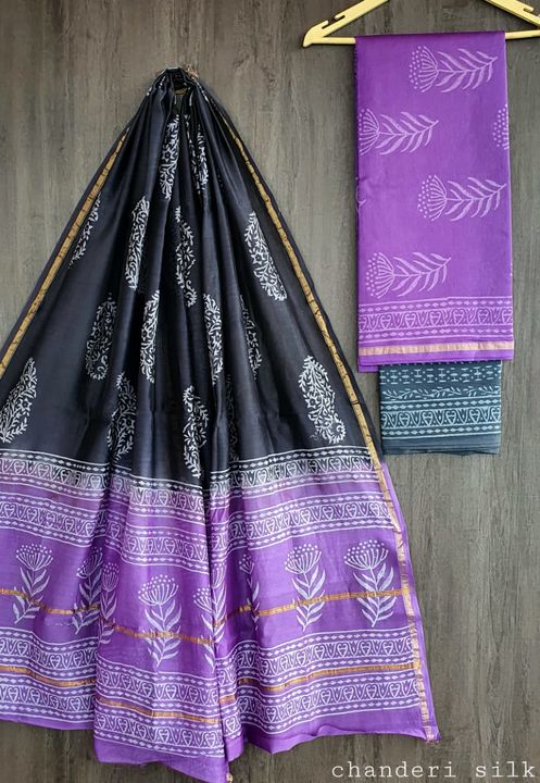 Chanderi silk suite uploaded by Hand block printed sarees on 9/25/2021
