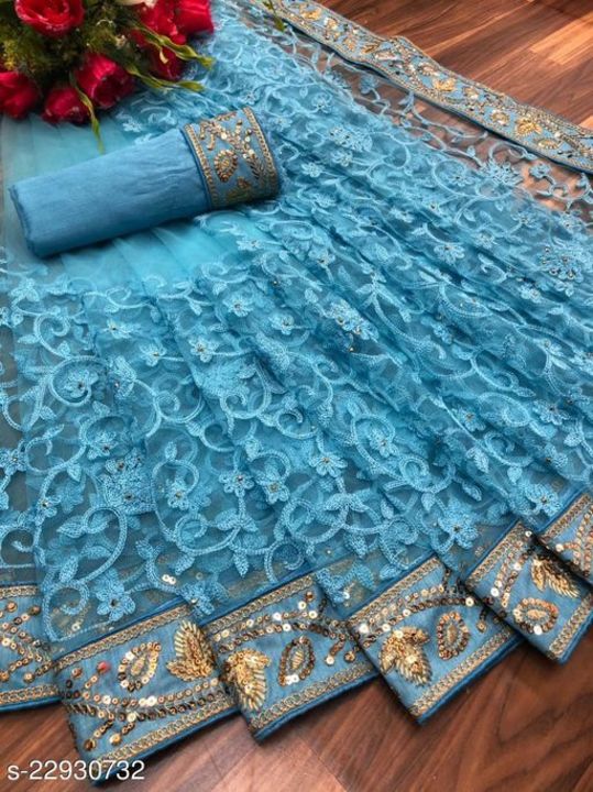 Abhisarika Petite Sarees
Saree Fabric: Net
Blouse: Running Blouse
Blouse Fabric: Dupion Silk
Multipa uploaded by business on 9/25/2021