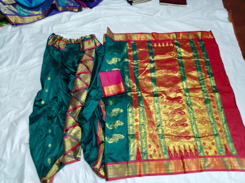 Post image paithani Readymade kasta 9/00 mt with contros blouse 1599/ free shipping or whatsapp 9928389740
