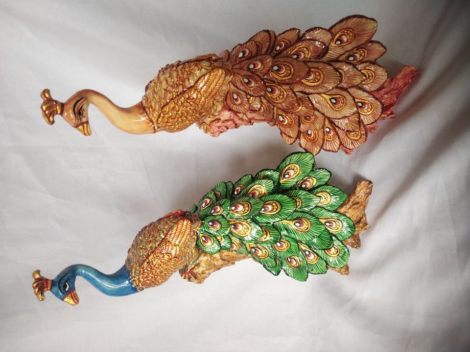 Resin peacock hand painted uploaded by Haveli Arts on 9/27/2021