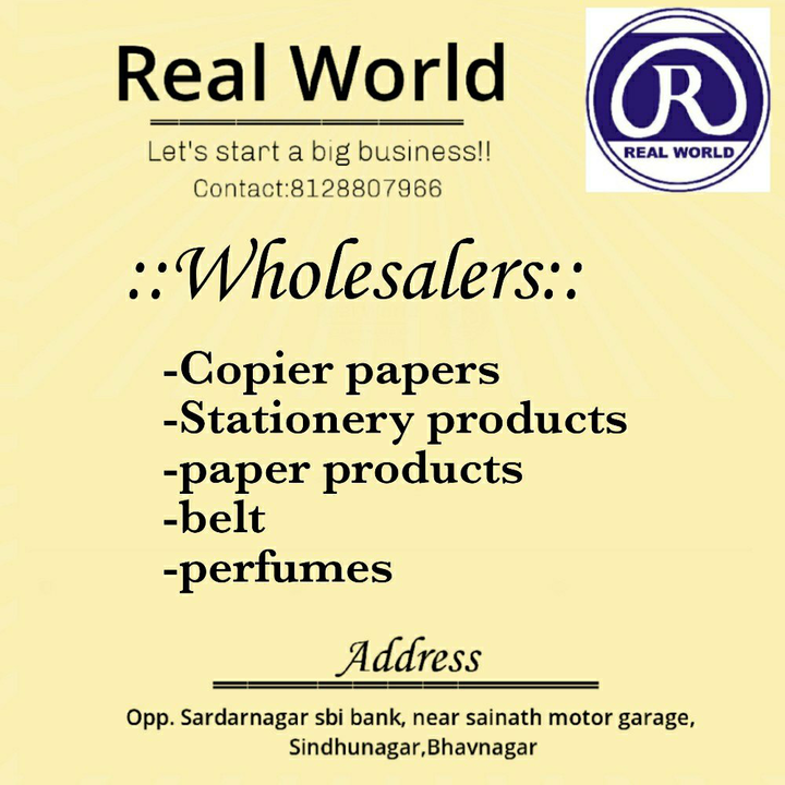 Post image Over company supplier all types of stationery products &amp; copier paper in best wholesale rate.. We are located in Bhavnagar,Gujarat
Pls any inquiry call/whatsApp:8128807966