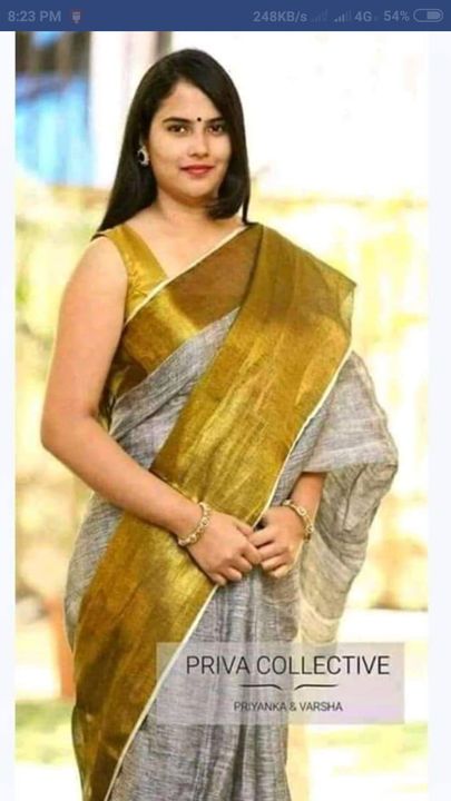 Lilen Saree with blouse 💯 pure uploaded by business on 9/28/2021