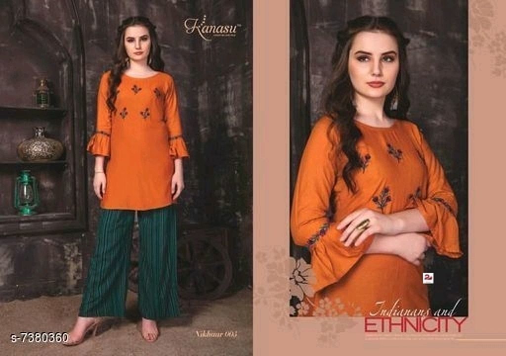 Rayon kurte set
Cod available uploaded by New collection on 9/12/2020