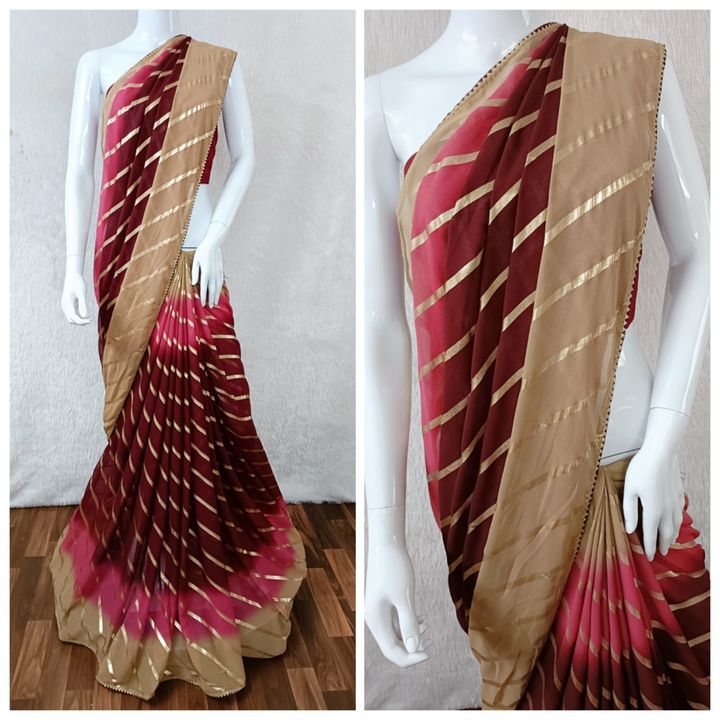 New Presenting Pure Georgette Saree with Beautiful Foil Lahariya Print Concept Saree uploaded by Panku Web on 9/28/2021
