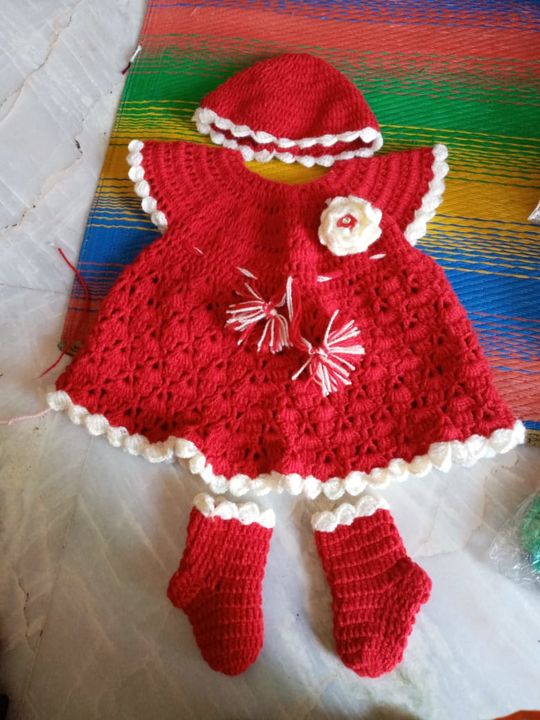 Woolen baby frock (crochet) uploaded by Shree Arts on 9/29/2021