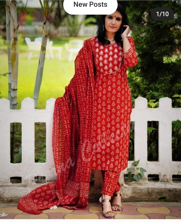 Navrtri special 


*Qultiy always superb*

*Febric cotton kurti with pant_with malmal dupatta* 

*Av uploaded by business on 9/29/2021