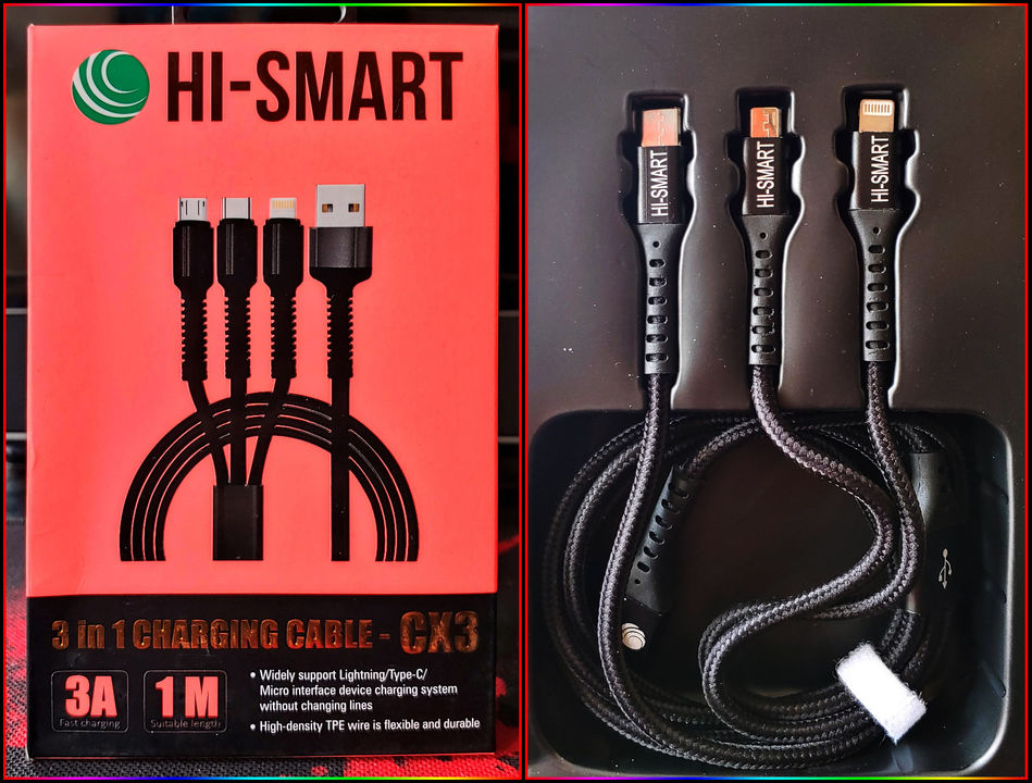 Hi-Smart 3A Fast Charging 3in1 Cable - CX3 uploaded by business on 9/29/2021