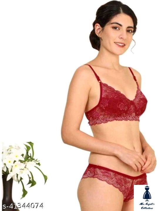 Women Self-Design Pink, Red & Maroon Net Lingerie Set uploaded by Mrs. Anjali's Collections on 9/29/2021