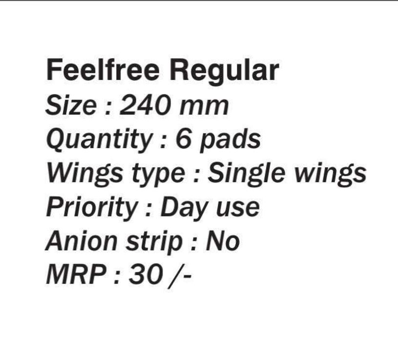 Feelfree Regular pads uploaded by business on 9/30/2021