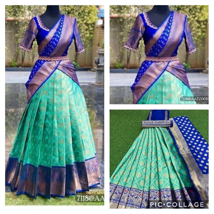 Post image Lehanga or half saree.Check out my app for collection,price and to order👇🏻👇🏻👇🏻https://saishankarafashions.catalog.to