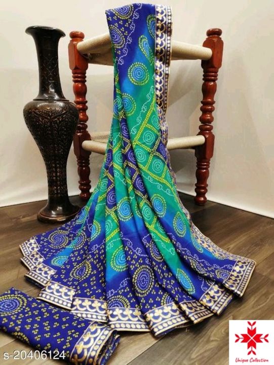 Georget bandhani saree uploaded by business on 10/1/2021