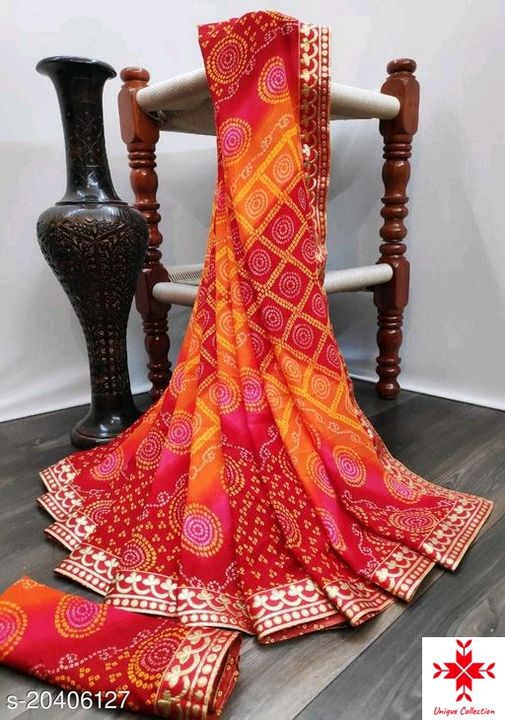 Georget bandhani saree uploaded by business on 10/1/2021
