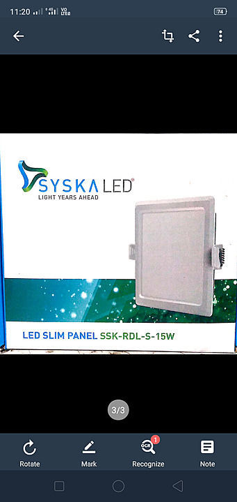 Slim panel light
White 
One year guarantee ke sath uploaded by business on 6/2/2020