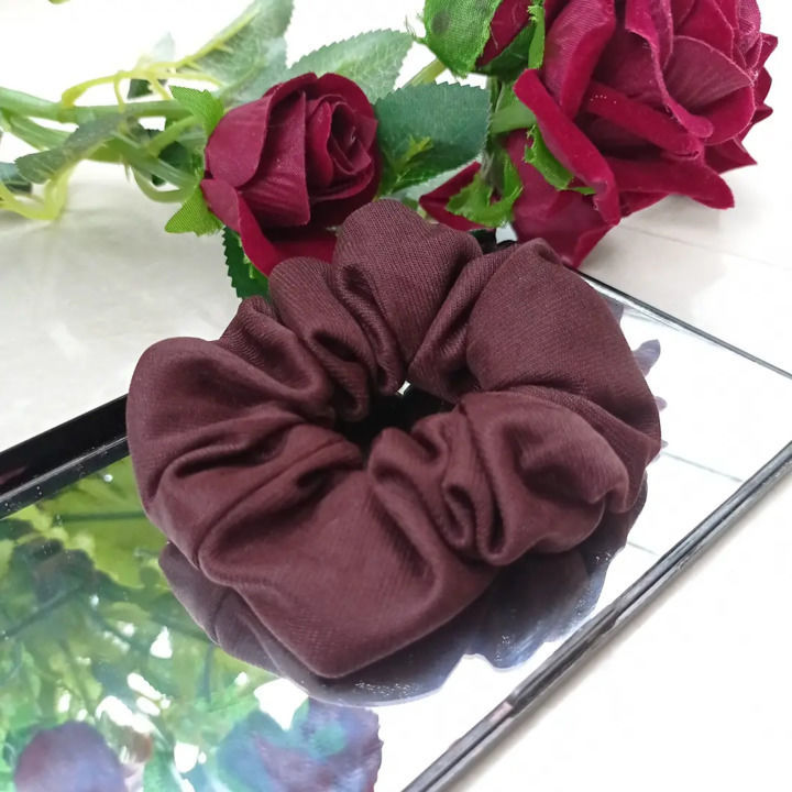 Chocolate colour scrunchies uploaded by business on 10/2/2021