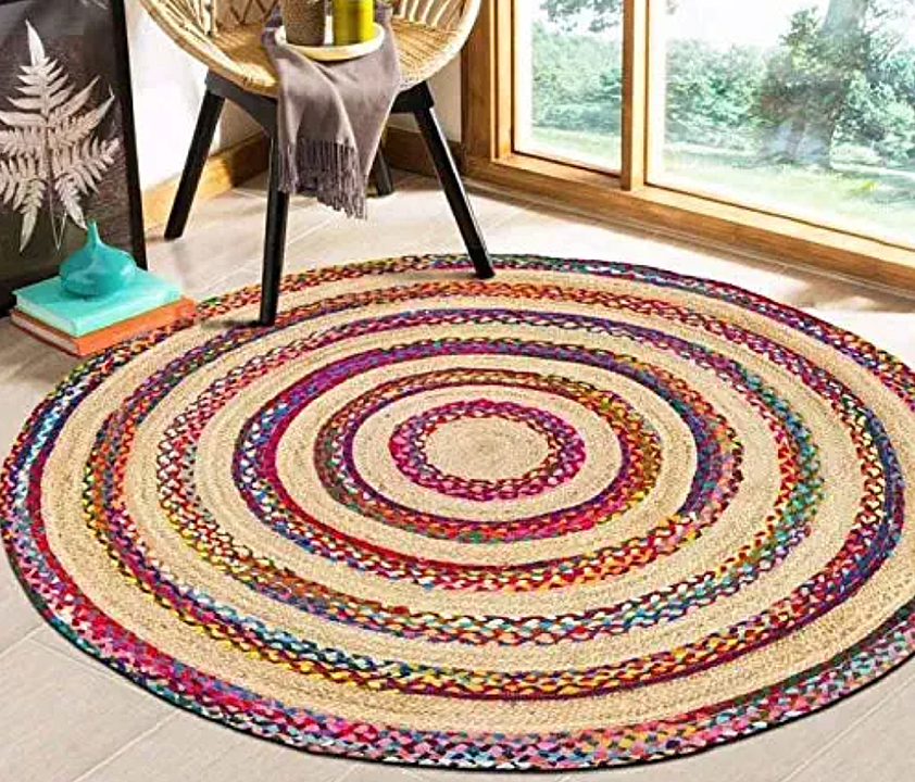 Home Jute Cotton Chindi Braided Rug, Hand Woven & Reversible, Vibrant Fabric Rags for Living Room, B uploaded by business on 9/13/2020