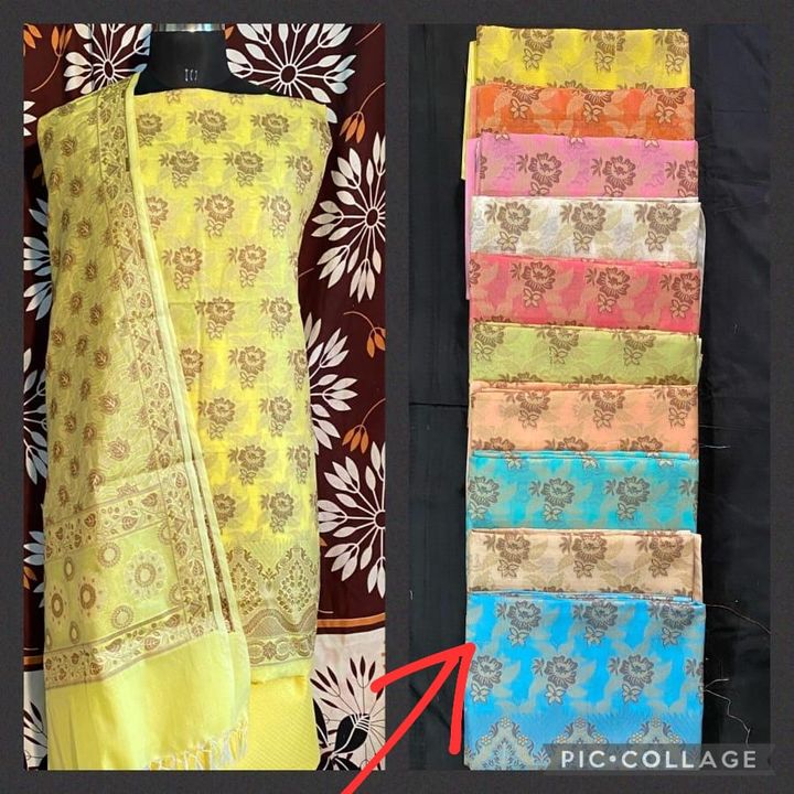 Three piece Banarasi suits  uploaded by I.F. Silk fabric on 10/3/2021