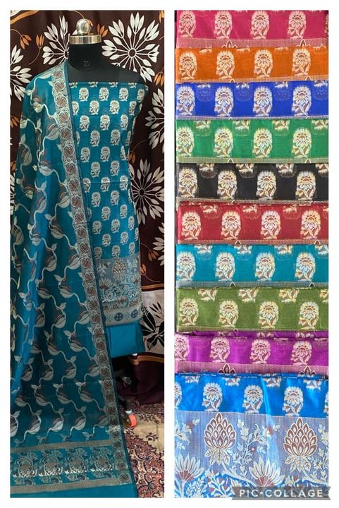 Three piece Banarasi suits  uploaded by I.F. Silk fabric on 10/3/2021