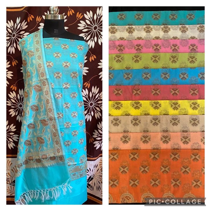 Three piece Banarasi suits  uploaded by I.F. Silk fabric on 10/3/2021