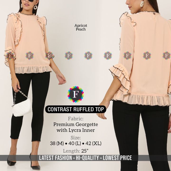 Product image of Contrast Ruffled Top, ID: contrast-ruffled-top-42cc6c7f