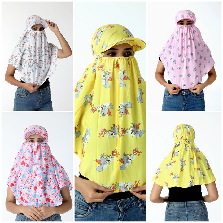 Girls fancy face scarf with cap uploaded by business on 10/4/2021