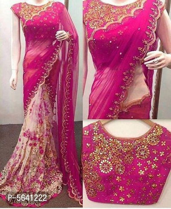 Net saree uploaded by business on 10/4/2021