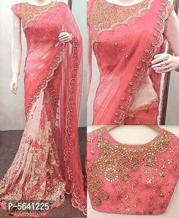 Net saree uploaded by business on 10/4/2021