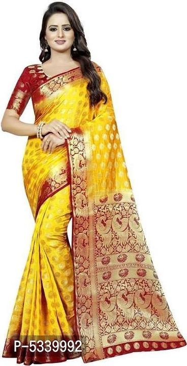Stylish Cotton Silk Yellow Saree with Blouse piece For Women uploaded by business on 10/5/2021
