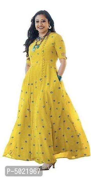 Elegant Yellow Rayon Embroidery Anarkali kurta for women uploaded by business on 10/5/2021