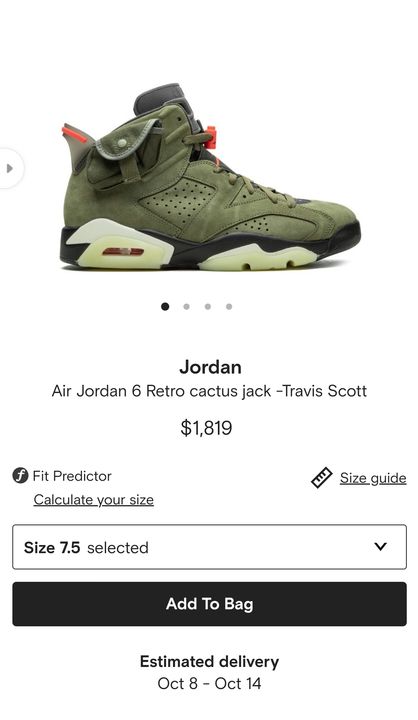 Air Jordan 6 Retro Cactus Jack  uploaded by Bengal Solution Point on 10/5/2021