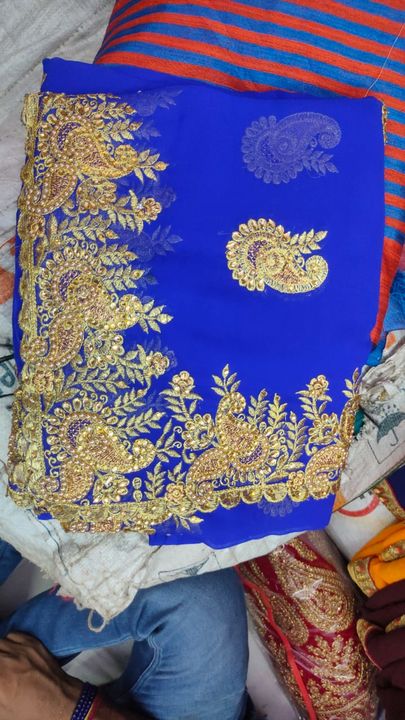 Heavy embroidery and stone wala saree uploaded by business on 10/5/2021