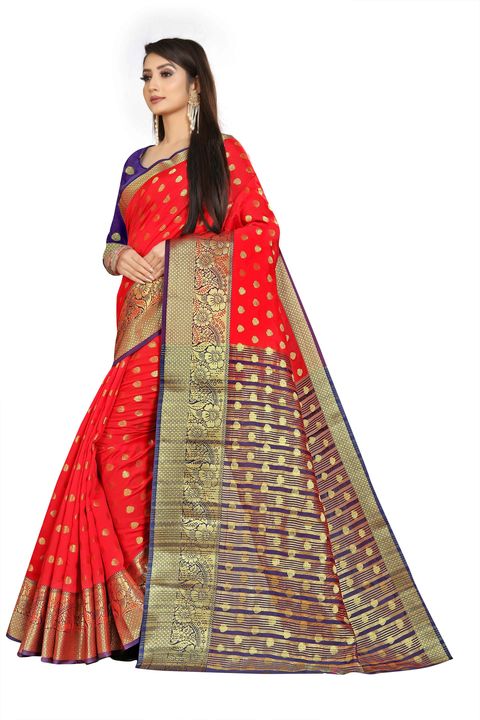 Lichibuti Well Embroidered Banarasi Art Silk Saree (Red) uploaded by Skytic Fashion on 10/6/2021
