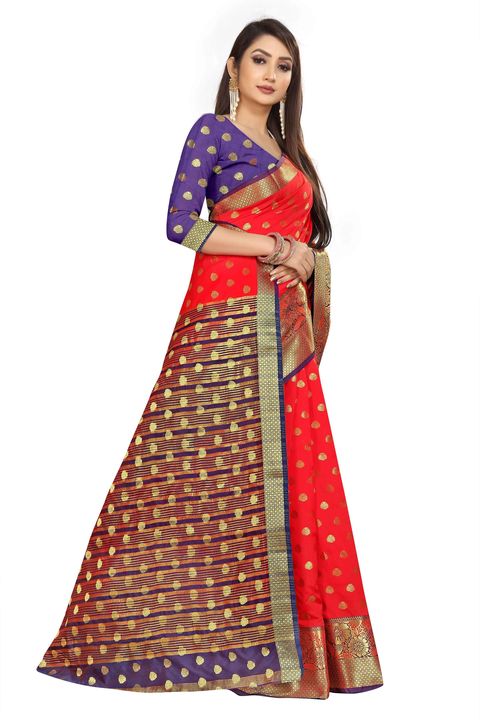 Lichibuti Well Embroidered Banarasi Art Silk Saree (Red) uploaded by Skytic Fashion on 10/6/2021