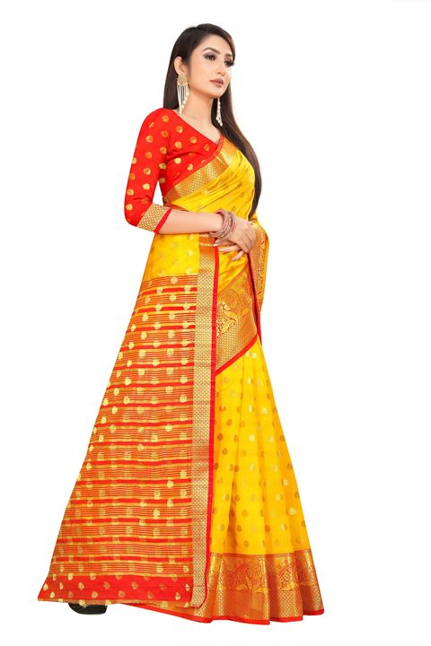 Lichibuti Well Embroidered Banarasi Art Silk Saree (Yellow) uploaded by Skytic Fashion on 10/6/2021