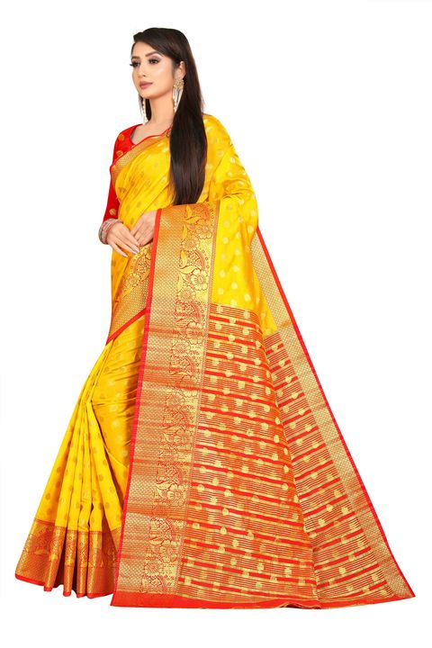 Lichibuti Well Embroidered Banarasi Art Silk Saree (Yellow) uploaded by Skytic Fashion on 10/6/2021