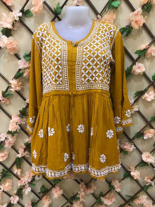 Lucknowi chikan handwork SHORT kurti  uploaded by business on 10/6/2021