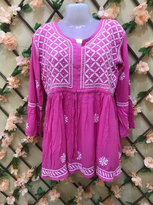 Lucknowi chikan handwork SHORT kurti  uploaded by business on 10/6/2021