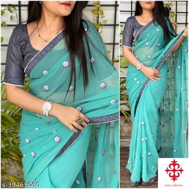 Pretty Georgette Sarees uploaded by Neetu's collection on 10/6/2021
