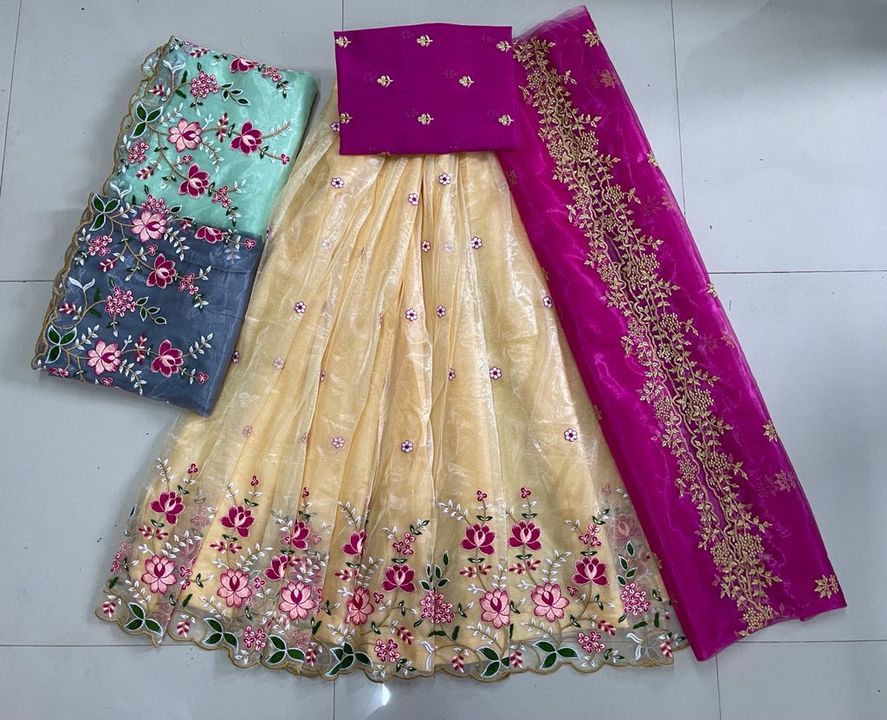 New fancy designes Embroidery work lehnga uploaded by Neetu's collection on 10/6/2021