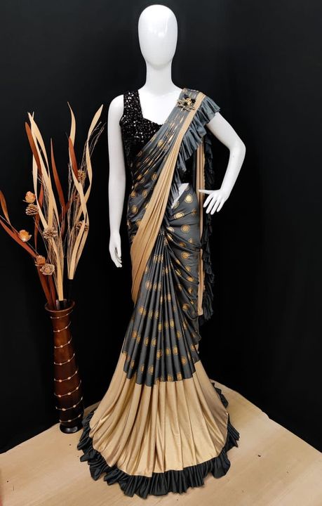 Lycra silk saree with velvet blouse  uploaded by business on 10/7/2021
