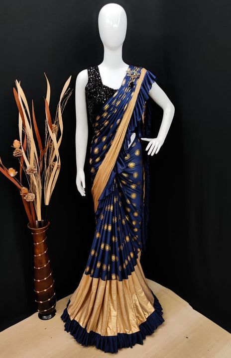 Lycra silk saree with velvet blouse  uploaded by Ethnic nation on 10/7/2021